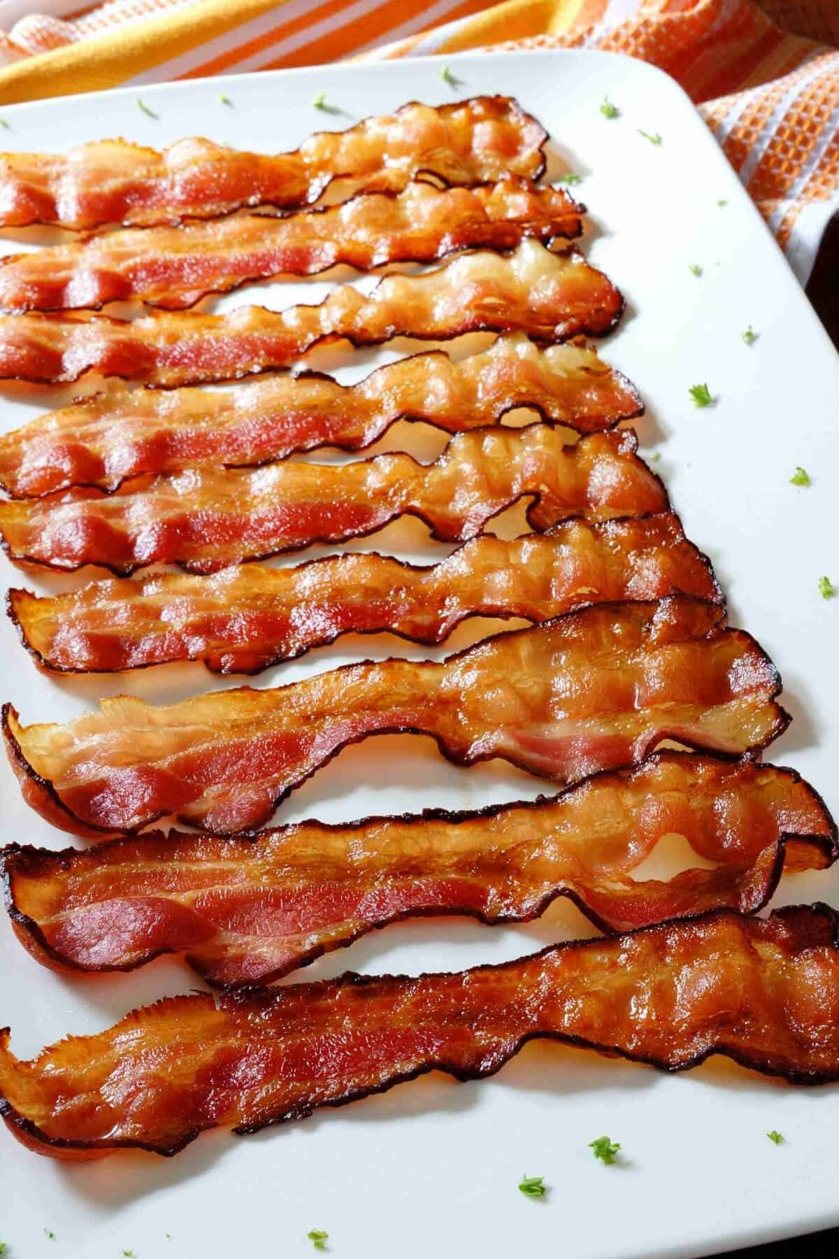 platter of baked crispy bacon