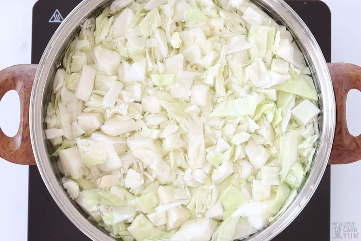 boiling cut cabbage