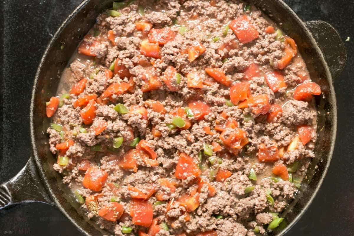 browned ground beef tomato added