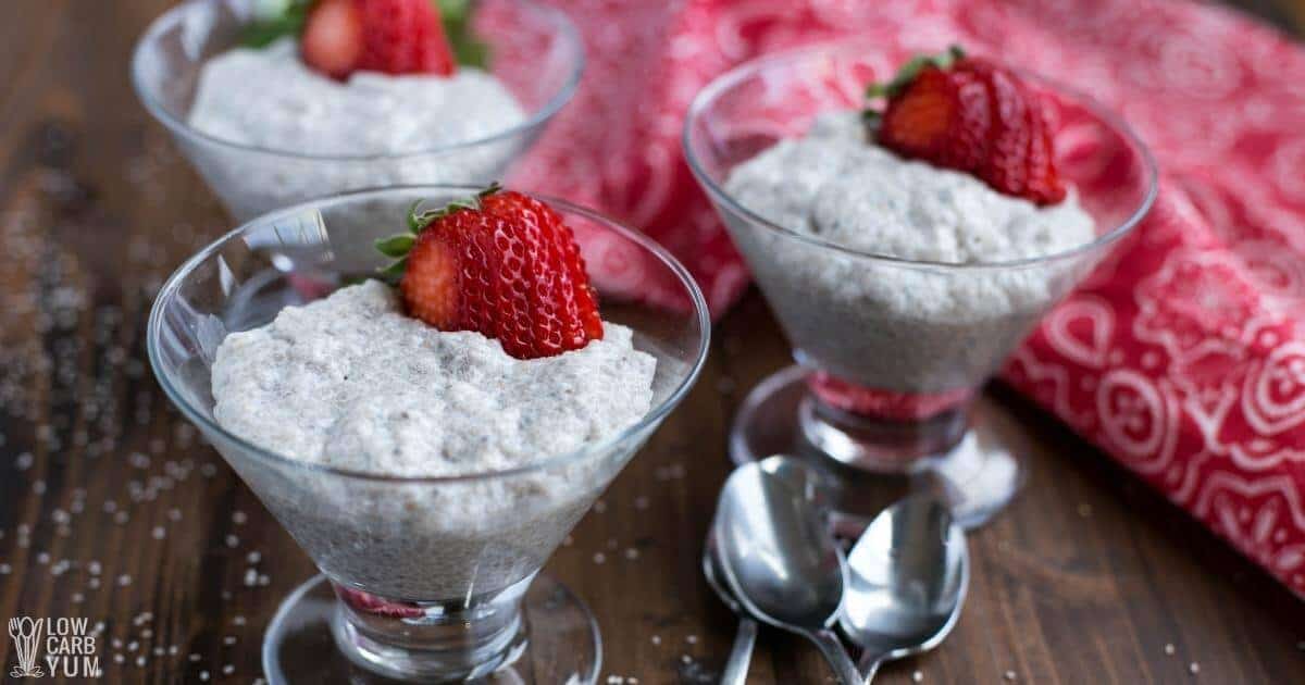chia seed pudding in glass dessert dishes