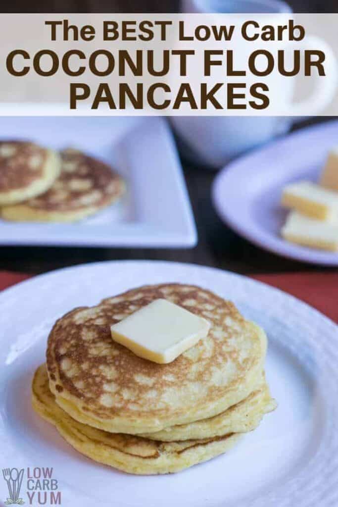 Coconut flour pancakes on plate with butter