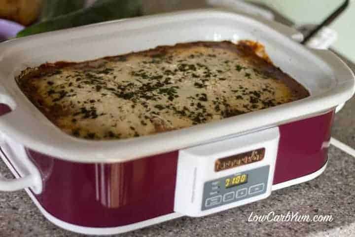 Crock-Pot ground beef eggplant casserole cooked