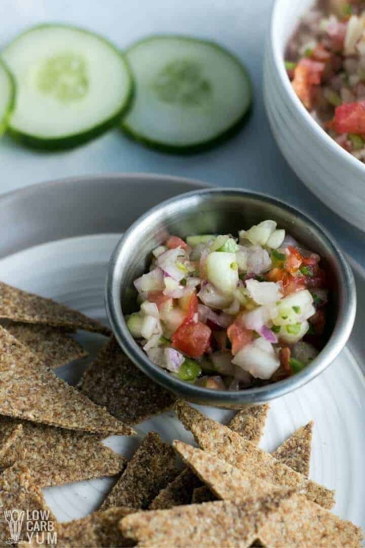 Easy keto cucumber salsa recipe with tomatoes