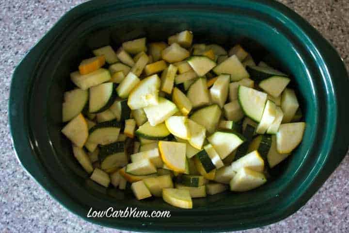 Cut Zucchini Summer Squash in Crock Pot