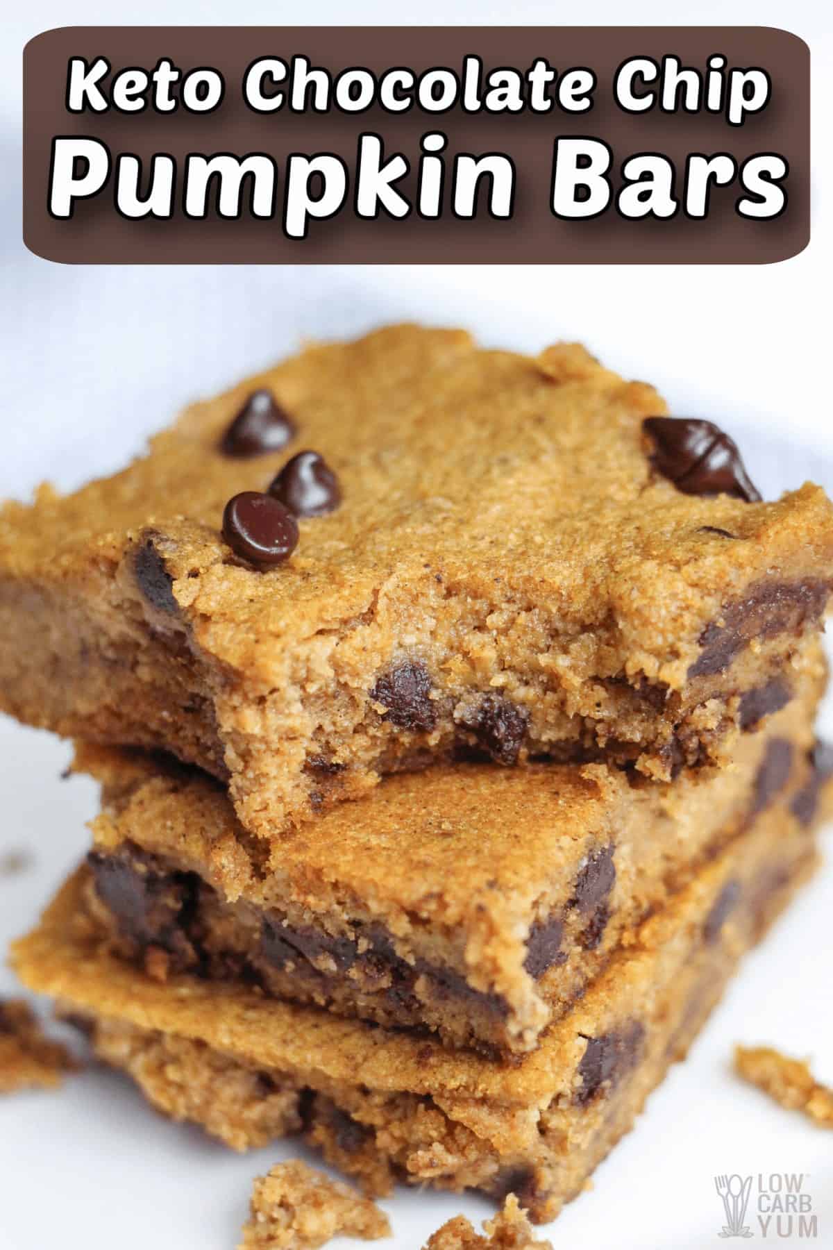 keto pumpkin bars with chocolate chips pintrest image