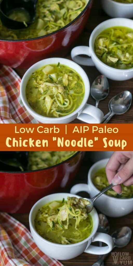 AIP low carb chicken noodle soup recipe