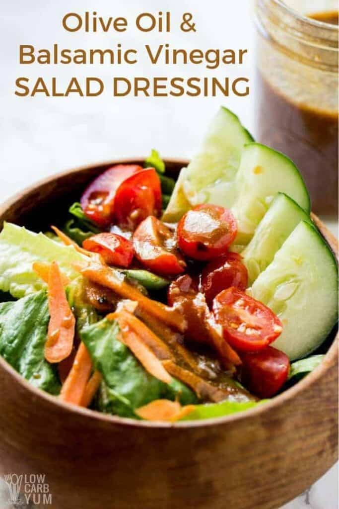 Keto low carb olive oil and balsamic vinegar salad dressing