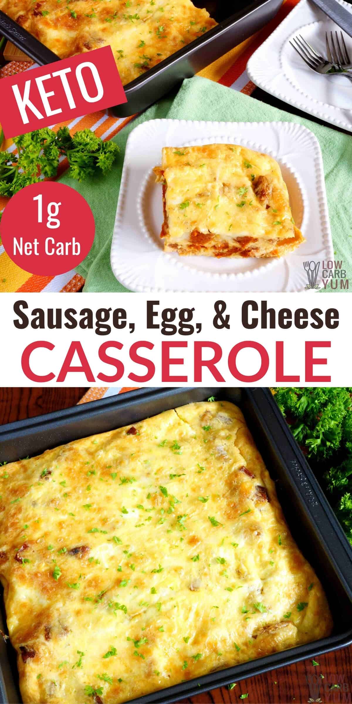 sausage egg cheese casserole pinterest image