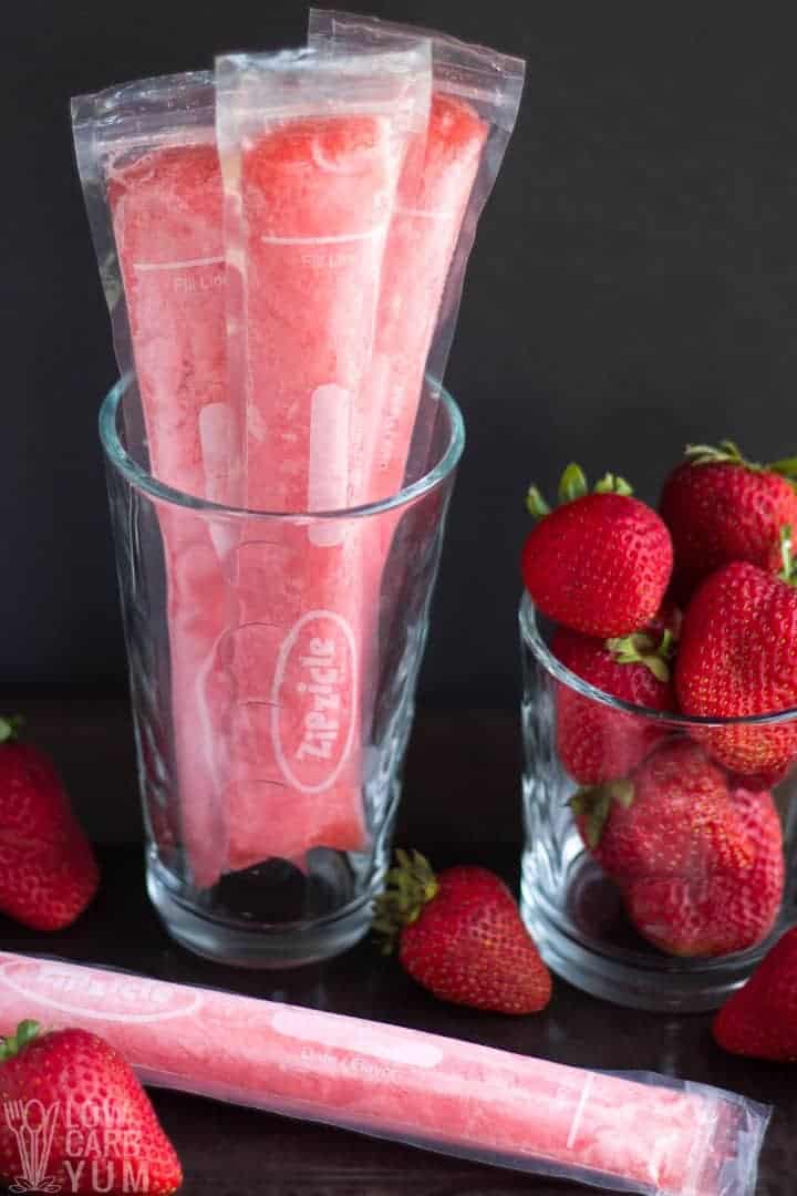 strawberry low carb keto popsicles